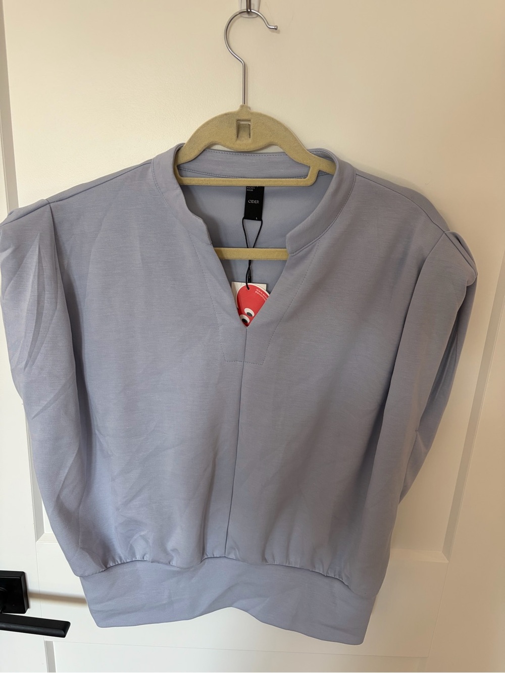 NWT Cider Cece French blue V-Neck Puff Sleeve Top